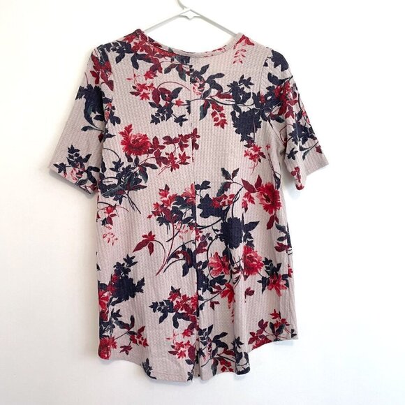 TORRID 0 Plus Size Favorite Tunic Waffle V-Neck Faux Button Front Hi-Lo Floral L - Picture 12 of 13